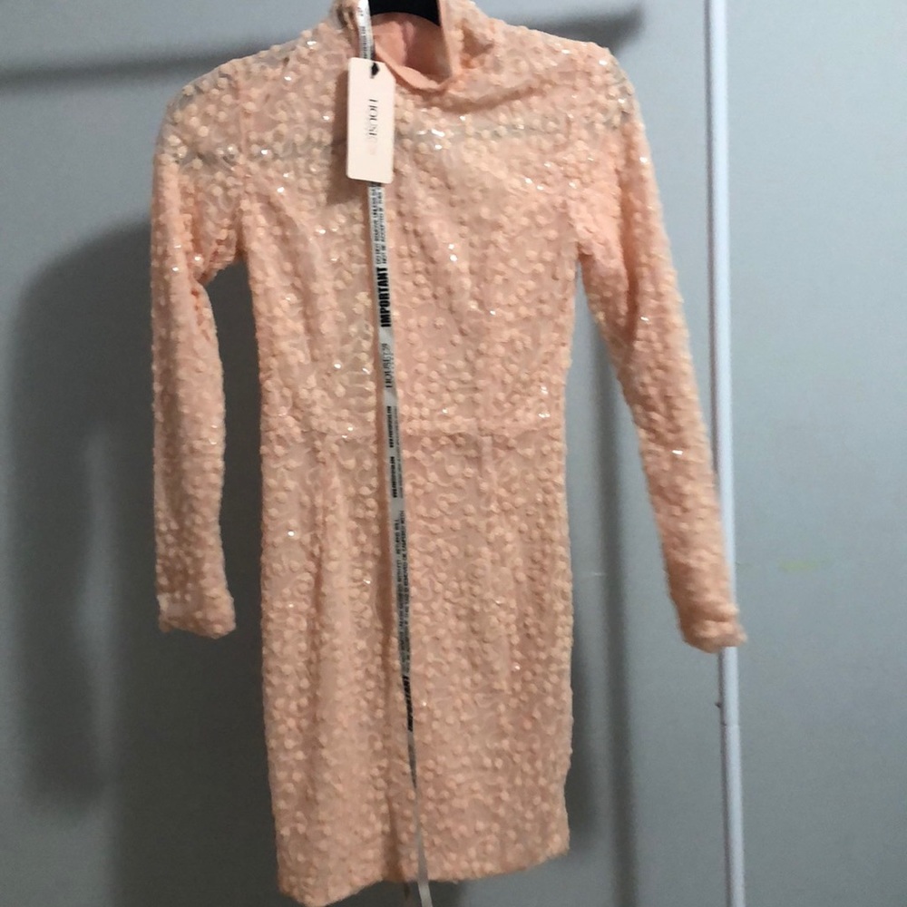 House of CB London Long-sleeve Sequin Pink Dress